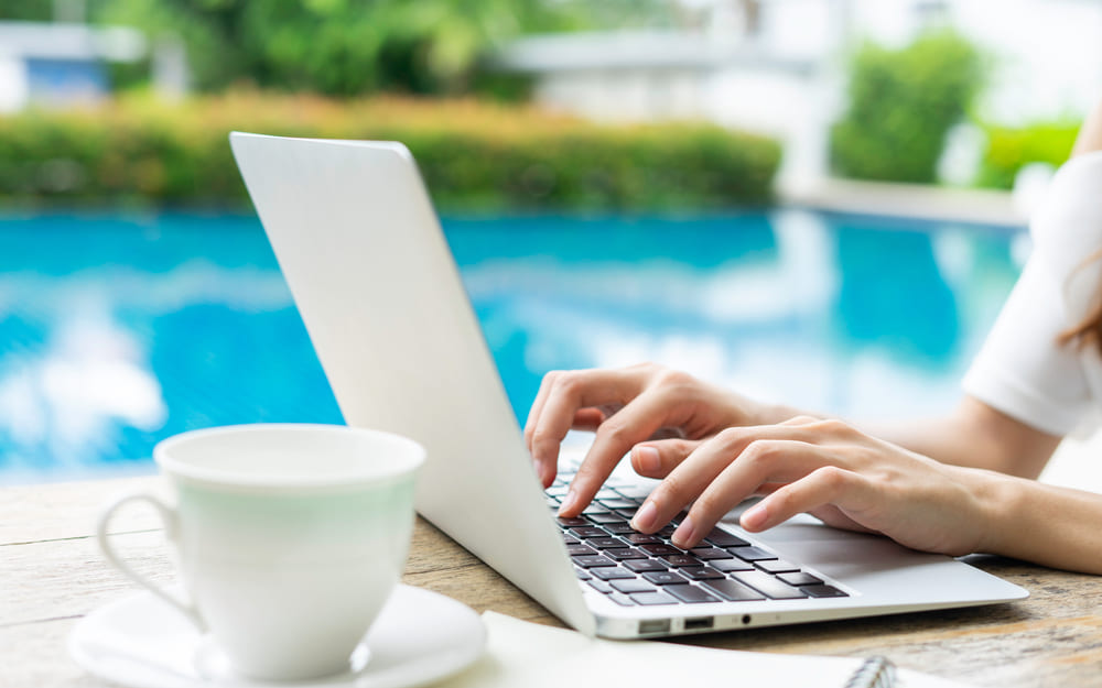 Woman buying pool supplies online