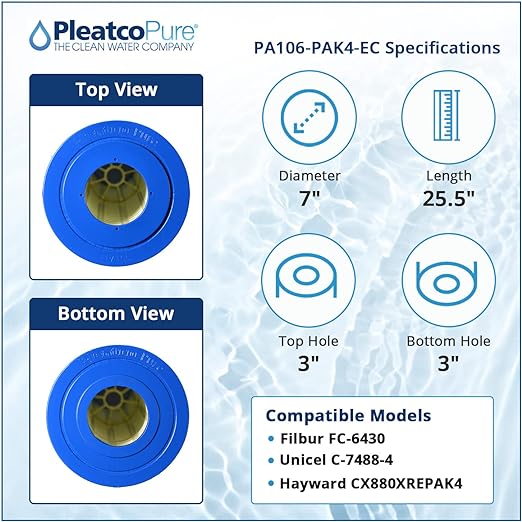 Pleatco PA106-PAK4-EC Pool Filter Cartridge Replacement