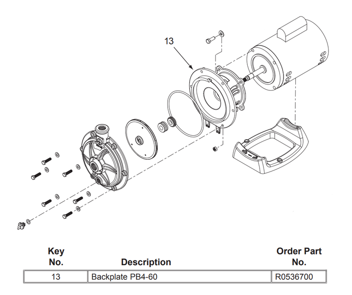 Jandy PB4-60 Backplate diagram