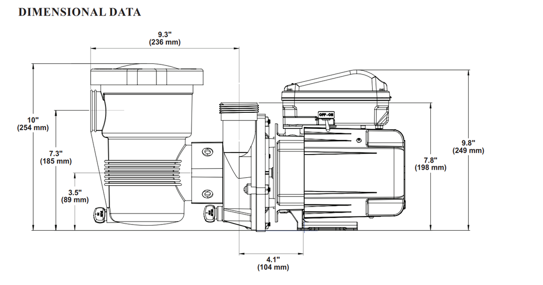 Pentair OptiFlo 1 Horsepower Aboveground Pool Pump (Vertical Discharge) diagram