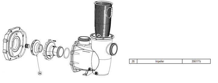 Pentair IntelliFlo3 / IntelliPro3 Impeller diagram