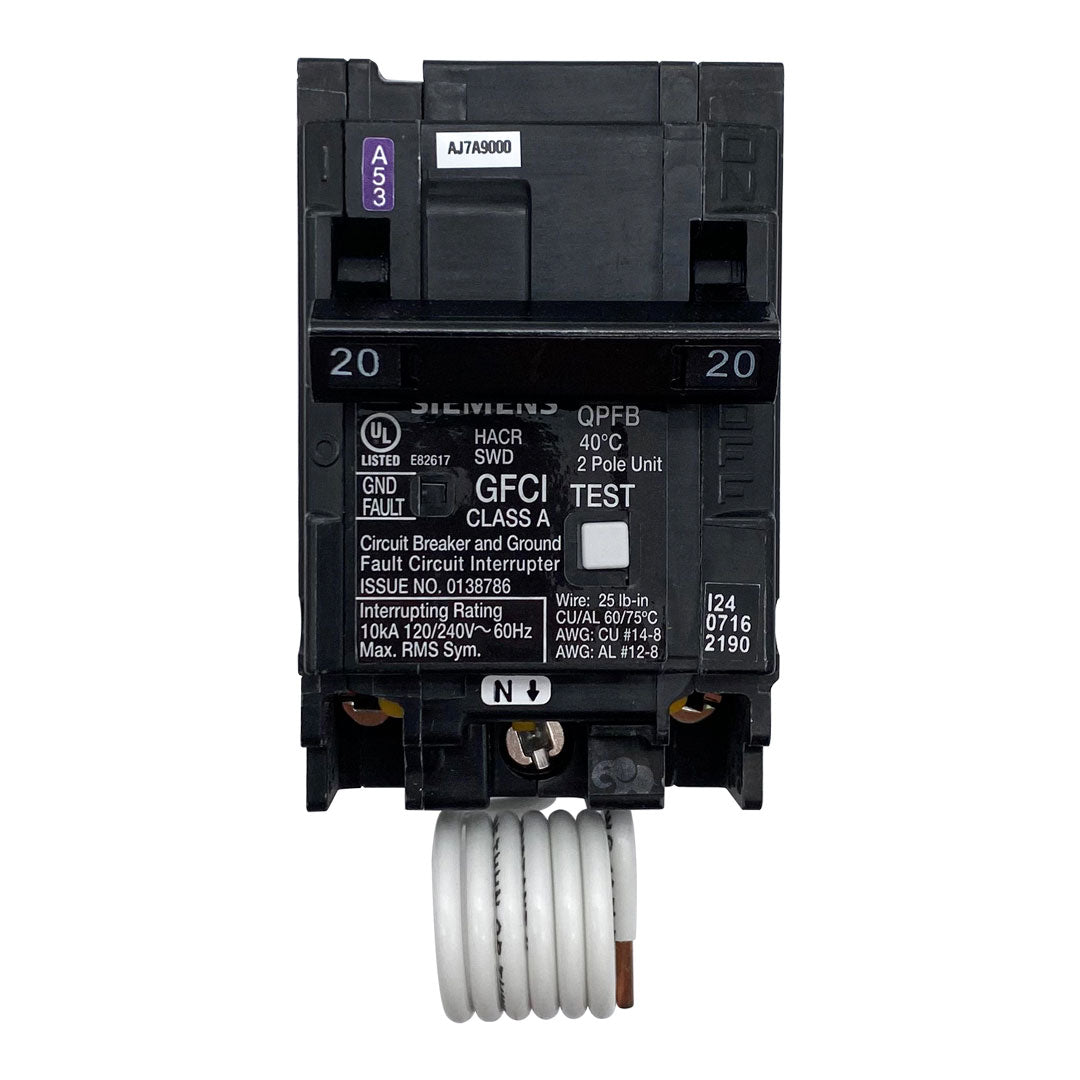 Siemens 2 Pole, 20Amp GFCI Breaker