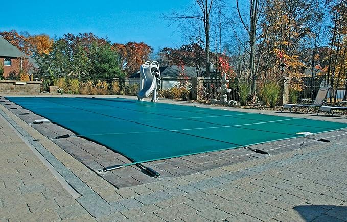 GLI Pool Products 18X40 Rectangle 20X42 Green Mesh Safety Cover | 20-1840RE-SAP-GRN