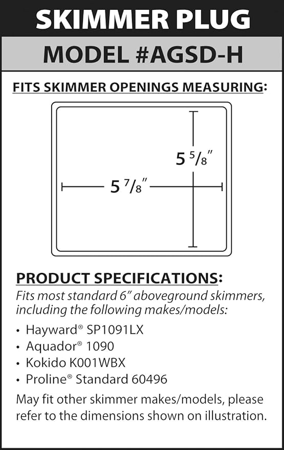 Simpooltech Standard Mouth Skimmer Plug | AGSD-H