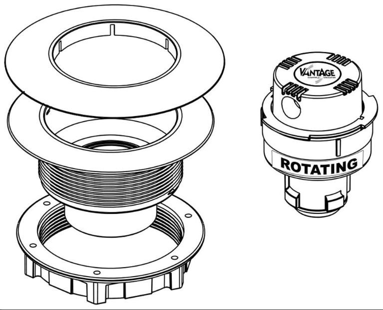 Paramount Vantage Bulkhead Style Single-head Kit With Rotating Nozzles - White - ePoolSupply