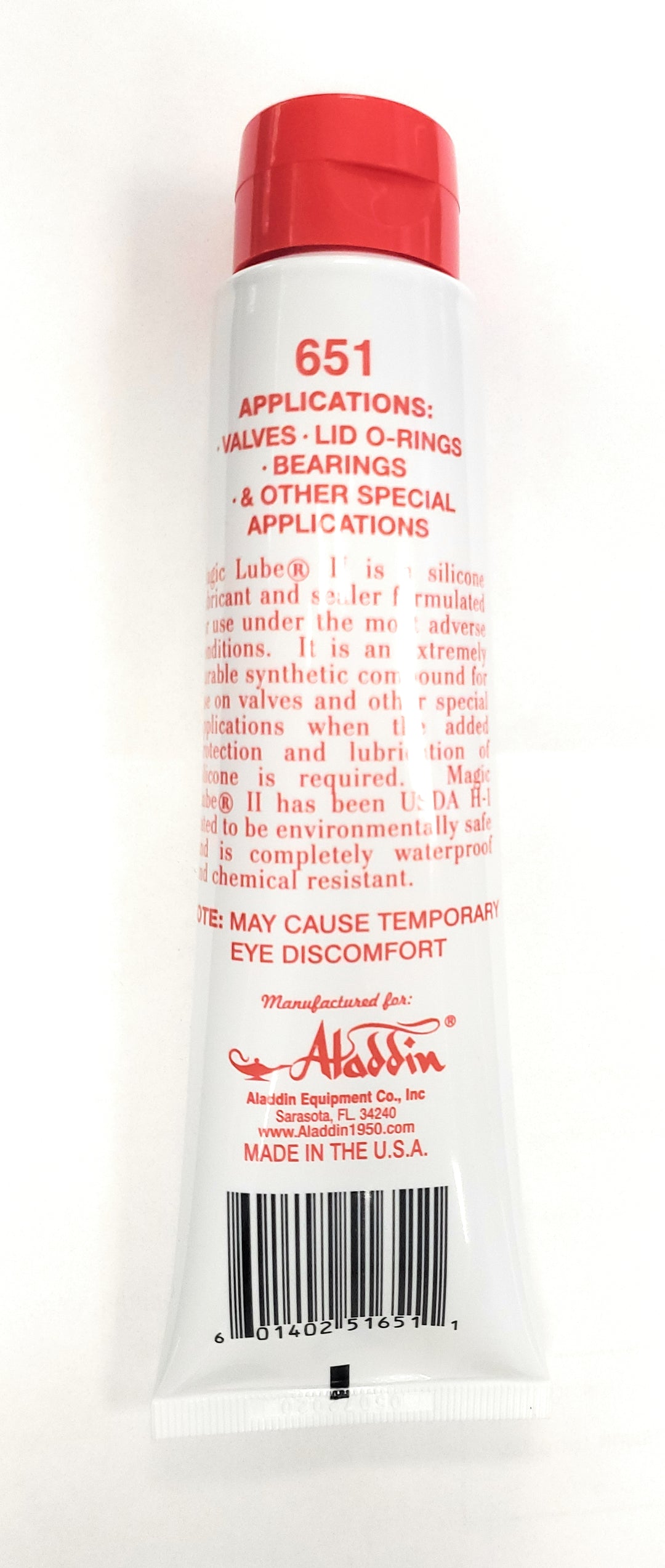 Backside View of Aladdin Magic Lube II 5 oz. Silicone Lubricant Sealant 651 - ePoolSupply