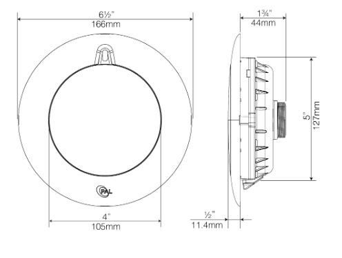 View of Measurements - PAL Evenglow Cool White Spa Light with 80ft Cable & Plug