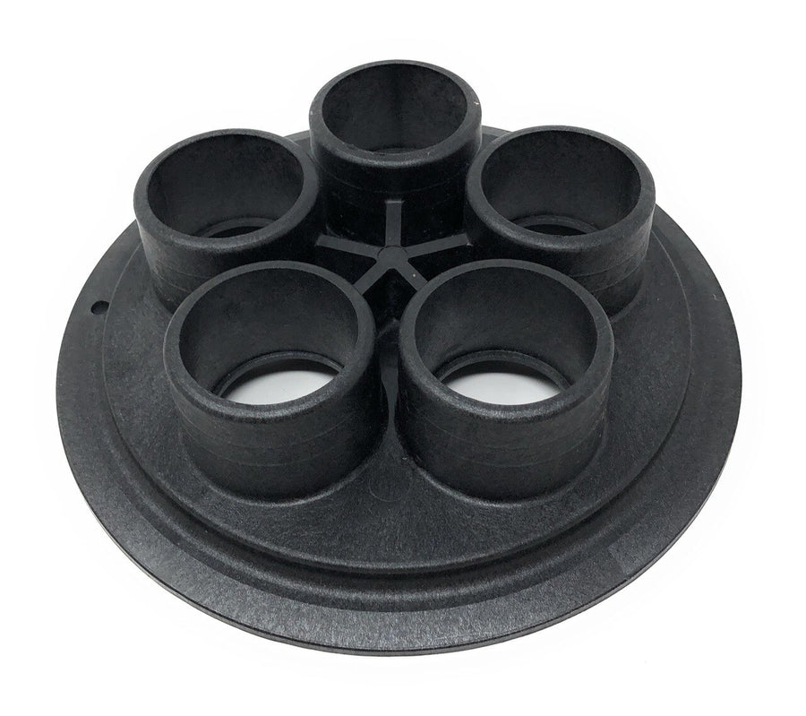 Front View - Caretaker 99 5-Port Bottom Plate 1.5" Plumbing Housing (Black) - ePoolSupply