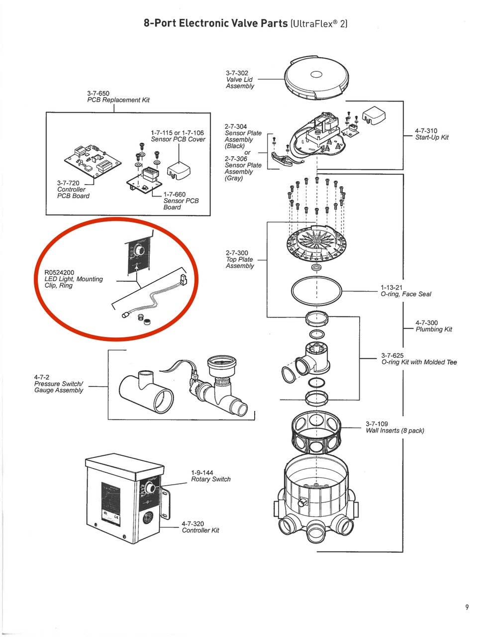 Caretaker Ultra Flex Cleaning System LED Light, Mounting Clip, and Ring Assembly - ePoolSupply